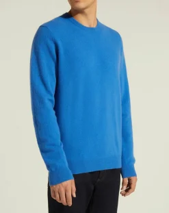 Pull 100% Cachemire Nachron col rond bleu