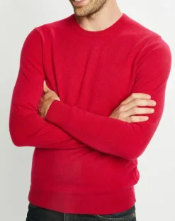 Pull 100% Cachemire Nachron col ras du cou rose foncé