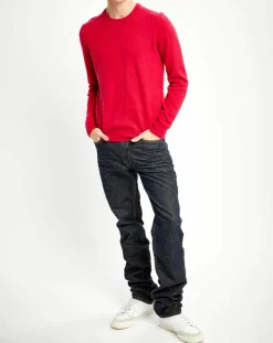 Pull 100% Cachemire Nachron col ras du cou rose foncé