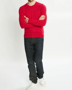 Pull 100% Cachemire Nachron col ras du cou rose foncé