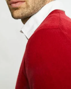 Pull 100% Cachemire Nachve col V rose foncé