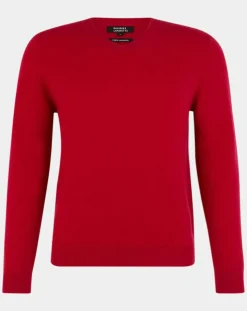 Pull 100% Cachemire Nachve col V rose foncé