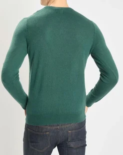 Pull 100% Cachemire Nachve col V vert foncé