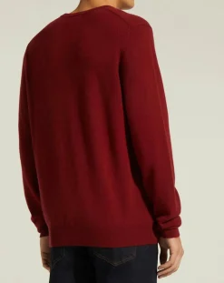 Pull 100% Cachemire Nachve col V bordeaux