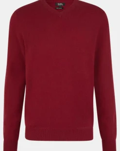 Pull 100% Cachemire Nachve col V bordeaux