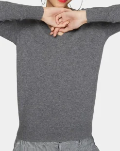 Pull 100% Cachemire Nocon col V gris foncé