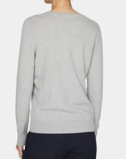 Pull 100% Cachemire Nocon col V gris clair