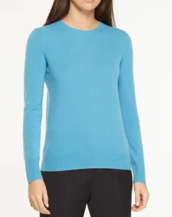 Pull 100% Cachemire Yabri col rond bleu