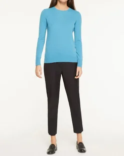 Pull 100% Cachemire Yabri col rond bleu