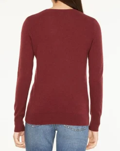 Pull 100% Cachemire Yabri col rond bordeaux