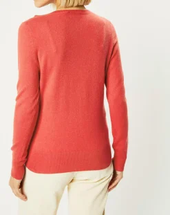 Pull 100% Cachemire Yocon col V rouge rosé