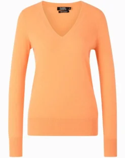 Pull 100% Cachemire Yocon col V orange