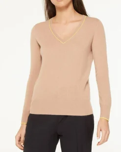 Pull 100% Cachemire Yocond col V beige
