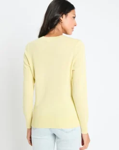 Pull 100% Cachemire Zabri col rond jaune
