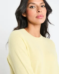 Pull 100% Cachemire Zabri col rond jaune