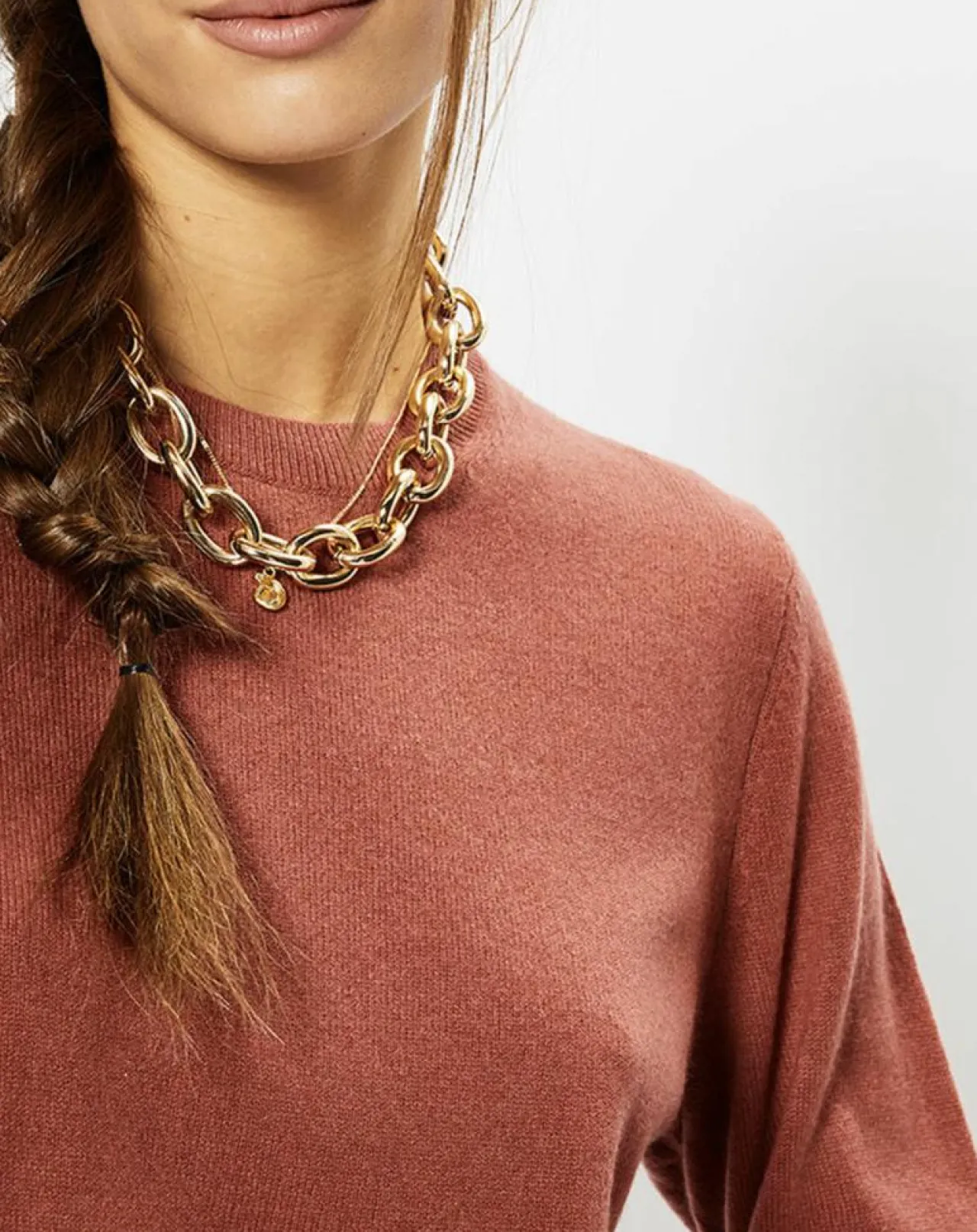 Pull 100% Cachemire Zabri col rond bois de rose