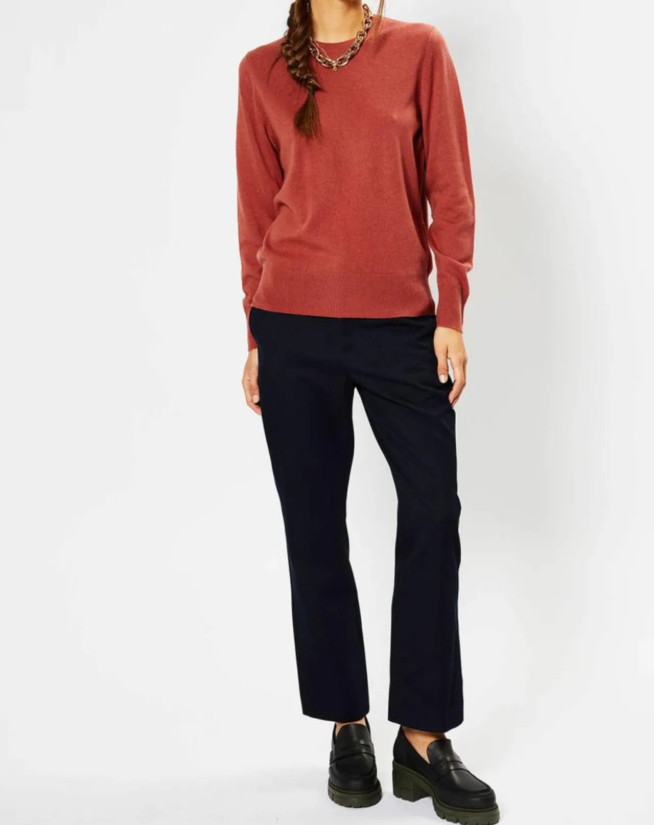 Pull 100% Cachemire Zabri col rond bois de rose