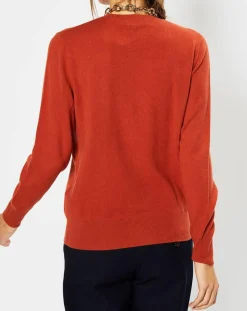 Pull 100% Cachemire Zabri col rond orange foncé
