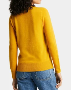 Pull 100% Cachemire Zabri col rond jaune