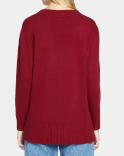 Pull 100% Cachemire Zoé col V profond rouge foncé