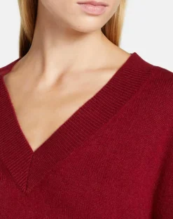 Pull 100% Cachemire Zoé col V profond rouge foncé