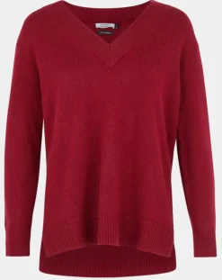 Pull 100% Cachemire Zoé col V profond rouge foncé