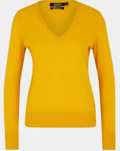 Pull 100% Cachemire Zocon col V jaune