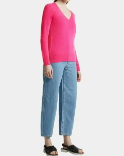 Pull 100% Cachemire Zocon col V rose