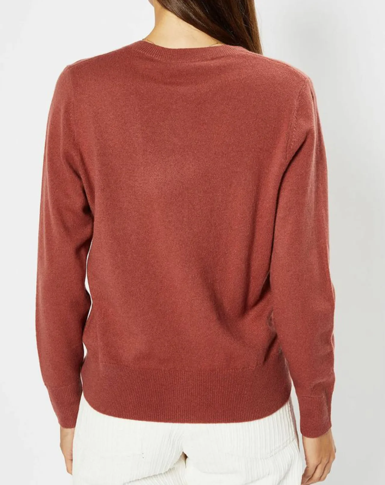 Pull 100% Cachemire Zocon col V bois de rose