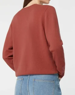 Pull 100% Cachemire Zocon col V bois de rose