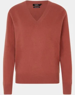 Pull 100% Cachemire Zocon col V bois de rose