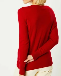 Pull 100% Cachemire Zocon col V rouge
