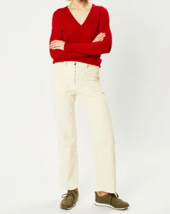 Pull 100% Cachemire Zocon col V rouge
