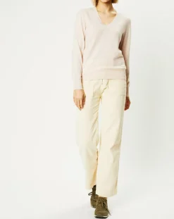 Pull 100% Cachemire Zocon col V beige rosé