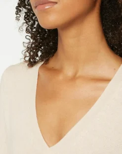 Pull 100% Cachemire Zocon col V beige rosé