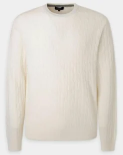 Pull 100% Laine d'agneau col rond Cable écru