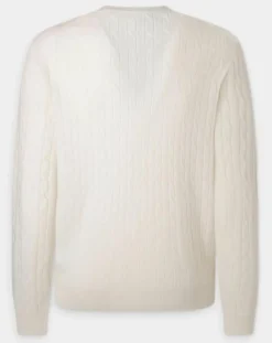 Pull 100% Laine d'agneau col rond Cable écru