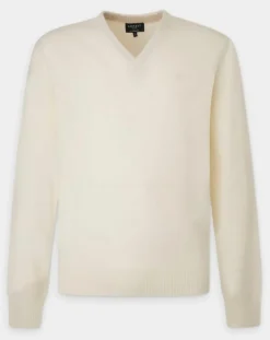 Pull 100% Laine d'agneau col V écru