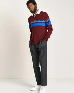 Pull 100% Laine Dapfil bordeaux/bleu