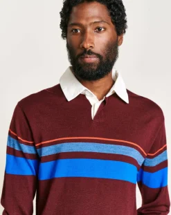 Pull 100% Laine Dapfil bordeaux/bleu