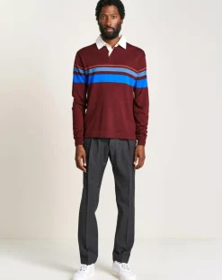 Pull 100% Laine Dapfil bordeaux/bleu