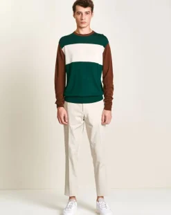 Pull 100% Laine Dapico vert/marron/écru