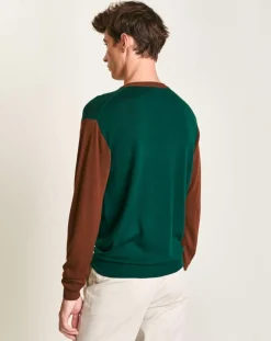 Pull 100% Laine Dapico vert/marron/écru