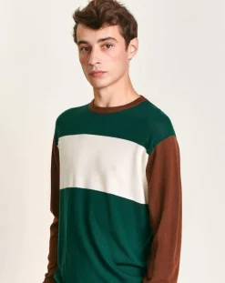 Pull 100% Laine Dapico vert/marron/écru