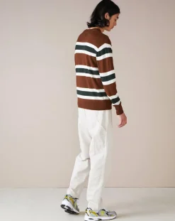 Pull 100% Laine Dillem à rayures marron