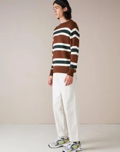 Pull 100% Laine Dillem à rayures marron