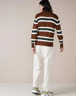 Pull 100% Laine Dillem à rayures marron