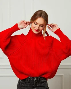 Pull 100% Laine Noa rouge