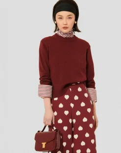 Pull 100% Laine Preppy bordeaux
