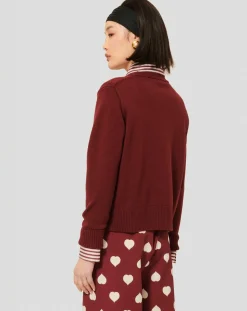 Pull 100% Laine Preppy bordeaux